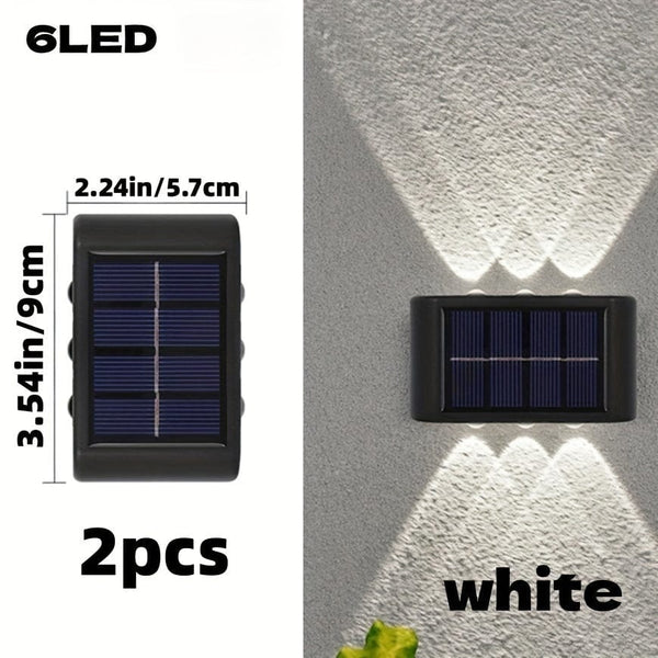 Planet Gates White / 2pcs 6 LED Solar Powered Up Wall Lamps, 2-piece Outdoor Wall Lamps Suitable For Home Use, Small External Lamps Waterproof Nordic Style Lighting Decoration Suitable For Home Garden Porch (white/warm White)