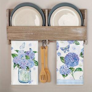 Planet Gates White 2pcs, Hand Towels, Hydrangea Vase Butterfly Pattern Kitchen Towel, Spring Theme Decorative Dishcloth, Seasonal Holiday Tea Towel, Kitchen Supplies, Room Decor