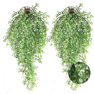 Planet Gates white 2pcs Premium Oxidation-Resistant Artificial Hanging Plants - Perfect for Indoor & Outdoor Decoration!
