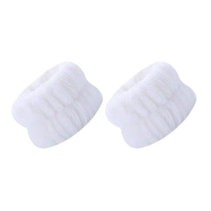 Planet Gates white 2pcs Solid Color Face Wash Wristbands, Wrist Cleaning Strap, Soft Ultrafine Fiber Towel Bracelet For Facial Cleaning, Absorbent Wristbands To Avoid Dampness, Bathroom Accessories