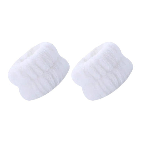 Planet Gates white 2pcs Solid Color Face Wash Wristbands, Wrist Cleaning Strap, Soft Ultrafine Fiber Towel Bracelet For Facial Cleaning, Absorbent Wristbands To Avoid Dampness, Bathroom Accessories