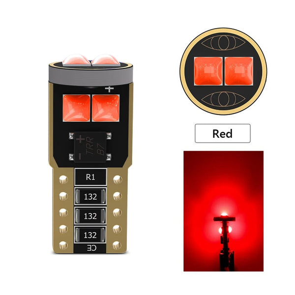 Planet Gates White 2X W5W 194 168 T10 6SMD 3030 Canbus LED Bulbs 12V For Car License Plate Light Interior Dome lights Reading Lamp 6000K White Red