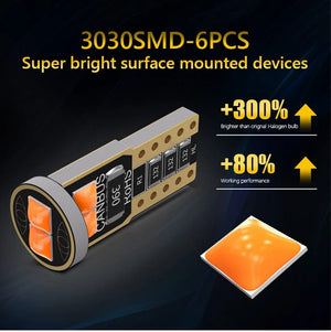 Planet Gates White 2X W5W 194 168 T10 6SMD 3030 Canbus LED Bulbs 12V For Car License Plate Light Interior Dome lights Reading Lamp 6000K White Red