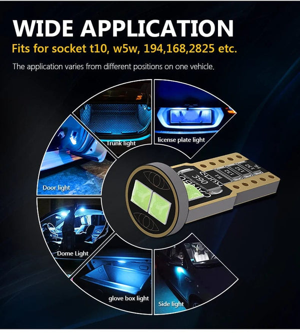 Planet Gates White 2X W5W 194 168 T10 6SMD 3030 Canbus LED Bulbs 12V For Car License Plate Light Interior Dome lights Reading Lamp 6000K White Red