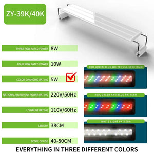 Planet Gates White 40-50CM 20cm—60CM Super Slim LEDs Aquarium Lighting Aquatic Plant Light Extensible Waterproof Clip on Lamp For Fish Tank 110v-240v