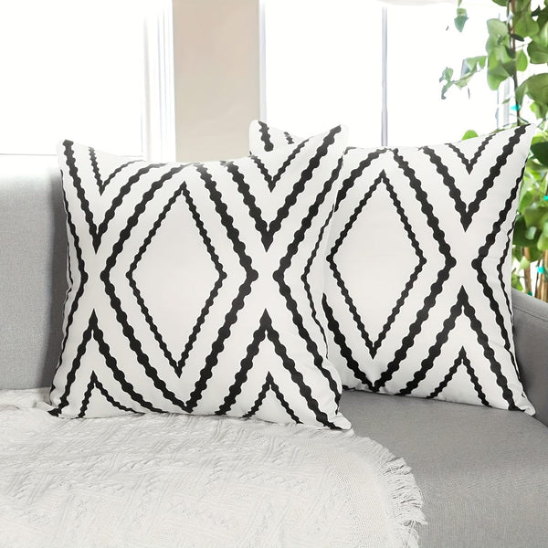 Planet Gates White / 45.72cm X 45.72cm 2pcs Waterproof Boho Linen Blend Throw Pillow Case, Geometric Square Cushion Case, Decorative Pillow Cover For Outdoor Living Room Bedroom Couch Sofa