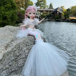 Planet Gates white 45cm/17.72inch Mermaid Doll Girl Toy Blue Eyed Children's Princess Doll Wedding Dress Doll,Christmas/Halloween/Thanksgiving Gift