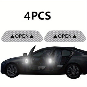 Planet Gates White 4pcs Car Door Reflective Warning Stickers Increase Visibility & Safety With Easy-to-Apply Decals