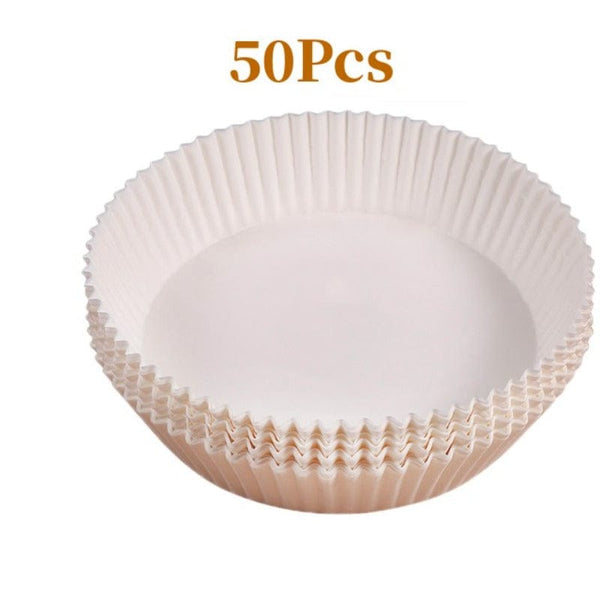 Planet Gates White / 50pcs 50/100pcs, Air Fryer Disposable Paper Liner, Air Fryer Disposable Liners, Non-Stick Airfryer Baking Papers, Round Air-Fryer Paper Liners, Non-stick Parchment Paper For Baking Roasting Microwave, Kitchen Accessories, Tools