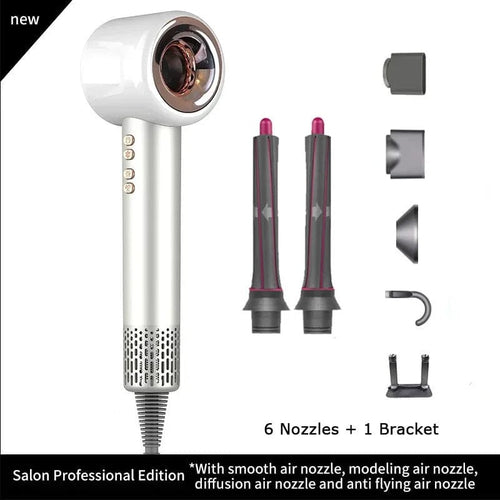Planet Gates White 6 Nozzle  3.3M / EU High Speed Anion Hair Dryers Wind Speed 65m/s 1600W 110000 Rpm Professional Hair Care Quick Drye Negative Ion Hair dryer