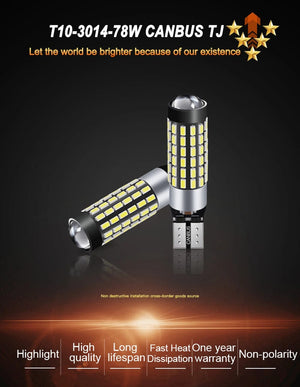 Planet Gates WHITE / 6000K JIACHI 2PCS T10 LED Lamp For Car W5W CANBUS 194 168 5W5 501 Auto Clearance Parking Lights 78Chips Highlight Cool White DC12V-24V