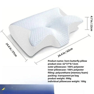 Planet Gates White / 62x37x8-10cm 1pcs Butterfly Sleep Memory Neck Pillow Slow Rebound Comfortable Memory Foam Sleep Pillow Cervical Orthopedic Neck Massage Bed Pillow