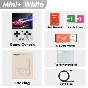 Planet Gates White / 64G(15K Games) MIYOO Mini Plus Portable Retro Handheld Game Console V2 Mini+ IPS Screen Classic Video Game Console Linux System Children's Gift