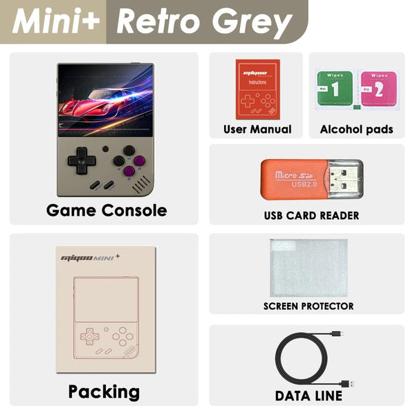 Planet Gates White / 64G(15K Games) MIYOO Mini Plus Portable Retro Handheld Game Console V2 Mini+ IPS Screen Classic Video Game Console Linux System Children's Gift