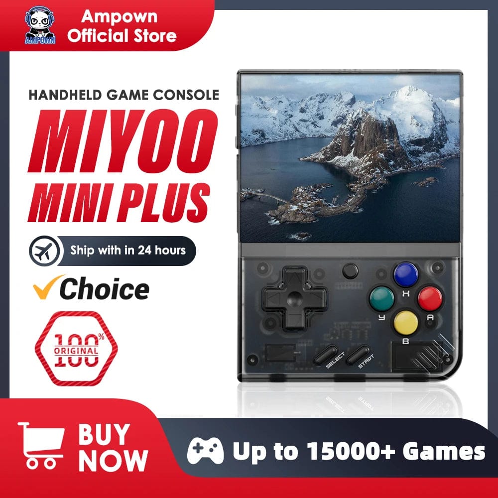 Planet Gates White / 64G(15K Games) MIYOO Mini Plus Portable Retro Handheld Game Console V2 Mini+ IPS Screen Classic Video Game Console Linux System Children's Gift