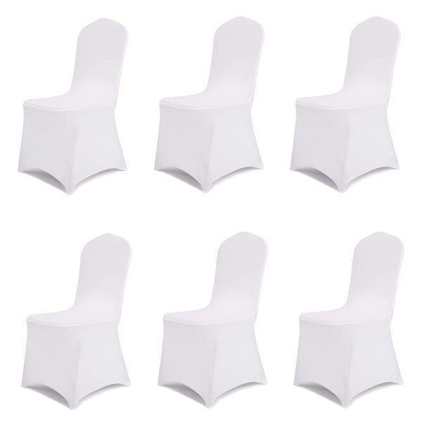 Planet Gates white / 6pcs 6/12pcs Spandex Restaurant Banquet Chair Cover Suitable For Living Room And Dining Room Universal Elastic Chair Slipcover Chair Protector Suitable For Weddings, Banquets, Birthdays, And Parties (White, Black)
