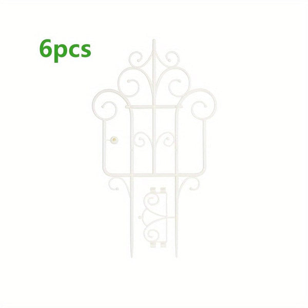 Planet Gates White 6pcs Garden Fence Enhance Your Outdoor Space With European Plastic Fence & Imitation Iron Art Balcony Garden Fence, Decorative Garden Border Fence, Barrier Section Edge Black/White