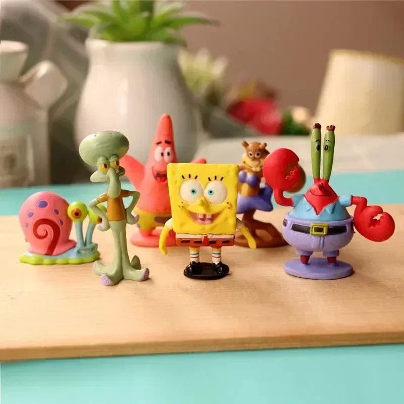 Planet Gates WHITE 6pcs/set 5.6CM Spongebob Action Figures Cartoon Movie Mini Dolls Children Birthday Gifts Set