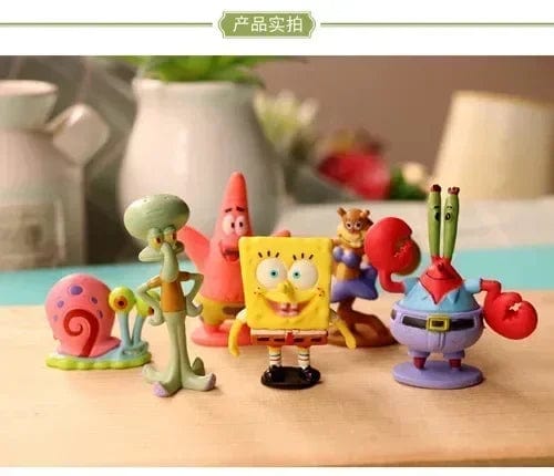 Planet Gates WHITE 6pcs/set 5.6CM Spongebob Action Figures Cartoon Movie Mini Dolls Children Birthday Gifts Set