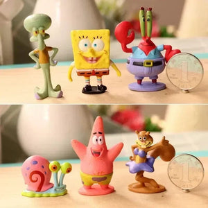 Planet Gates WHITE 6pcs/set 5.6CM Spongebob Action Figures Cartoon Movie Mini Dolls Children Birthday Gifts Set