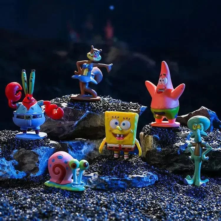 Planet Gates WHITE 6pcs/set 5.6CM Spongebob Action Figures Cartoon Movie Mini Dolls Children Birthday Gifts Set