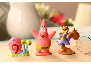 Planet Gates WHITE 6pcs/set 5.6CM Spongebob Action Figures Cartoon Movie Mini Dolls Children Birthday Gifts Set
