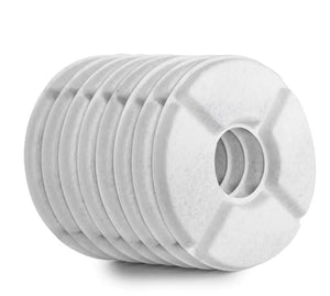 Planet Gates WHITE 8 Pcs Circle Coconut Shell Activated Carbon Resin Pet Smart Water Dispenser Filter Element