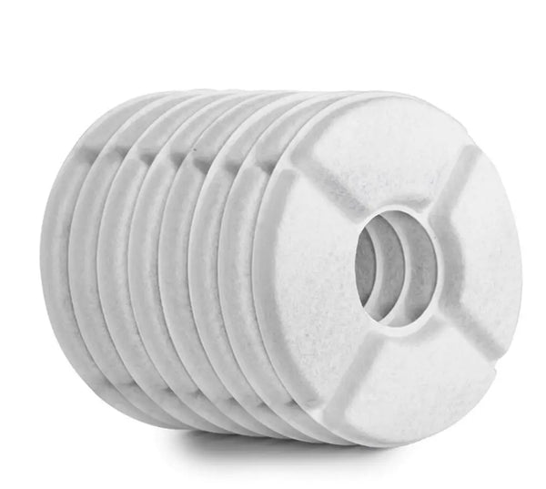 Planet Gates WHITE 8 Pcs Circle Coconut Shell Activated Carbon Resin Pet Smart Water Dispenser Filter Element