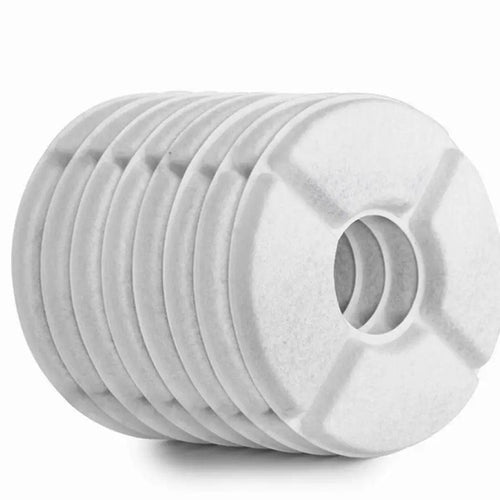 Planet Gates WHITE 8 Pcs Circle Coconut Shell Activated Carbon Resin Pet Smart Water Dispenser Filter Element
