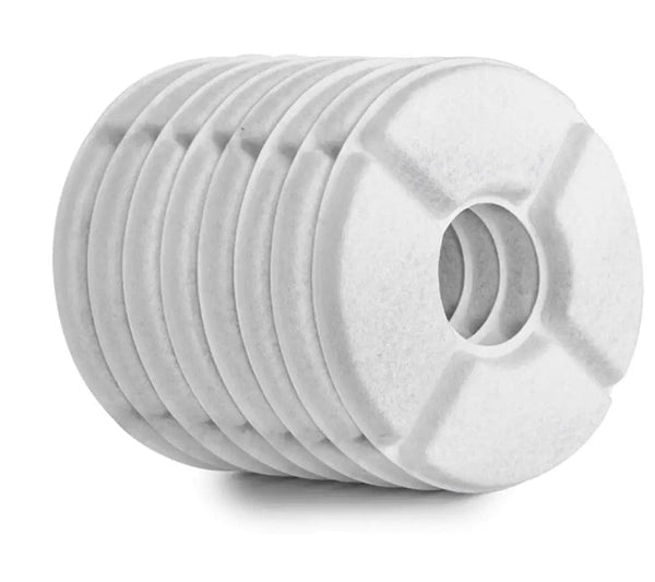 Planet Gates WHITE 8 Pcs Circle Coconut Shell Activated Carbon Resin Pet Smart Water Dispenser Filter Element