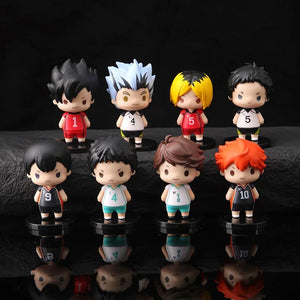 Planet Gates WHITE 8pcs/Set Haikyuus Action Figure Toys Q version Kenma Kozume Shoyo Hinata Kotaru Bokuto Yu Nishinoya Volleyball Model Dolls