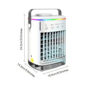 Planet Gates White Air Cooler Fan, Portable Misting Cooler Fan, Personal Space Evaporative Cooler, Humidifier, Mini USB Cooling Desktop Fan With 4 Wind Speeds For Bedroom, Travel, Office