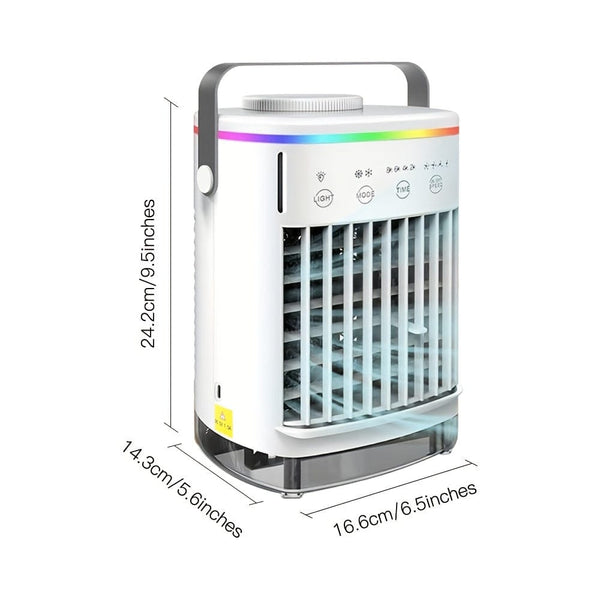 Planet Gates White Air Cooler Fan, Portable Misting Cooler Fan, Personal Space Evaporative Cooler, Humidifier, Mini USB Cooling Desktop Fan With 4 Wind Speeds For Bedroom, Travel, Office