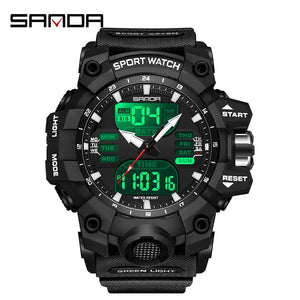 Planet Gates White and blue / No Sanda 6126 Digital LED Display Men's Watch 3ATM Water Resistant Movt Chronograph Sport Resin Strap