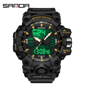 Planet Gates White and blue / No Sanda 6126 Digital LED Display Men's Watch 3ATM Water Resistant Movt Chronograph Sport Resin Strap