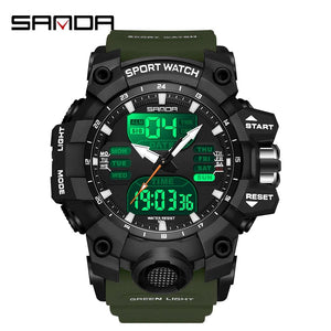 Planet Gates White and blue / No Sanda 6126 Digital LED Display Men's Watch 3ATM Water Resistant Movt Chronograph Sport Resin Strap