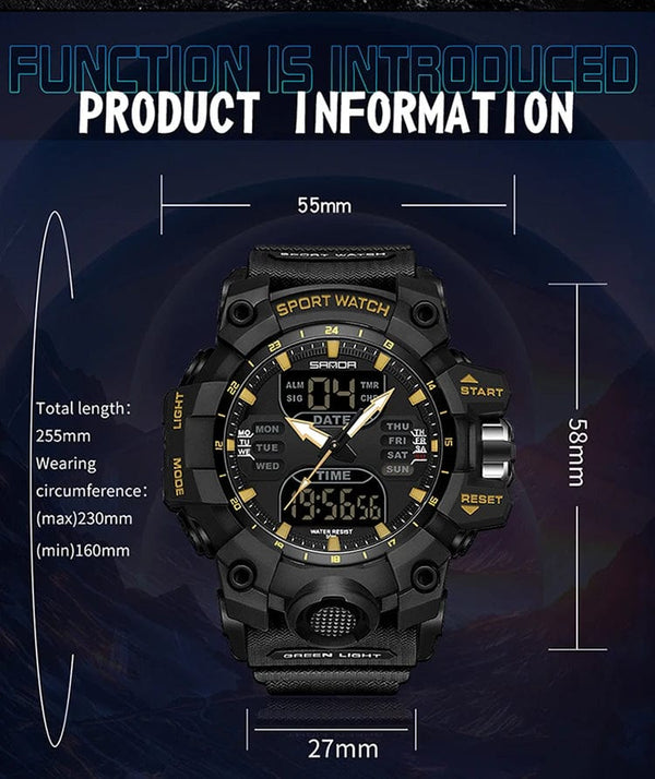 Planet Gates White and blue / No Sanda 6126 Digital LED Display Men's Watch 3ATM Water Resistant Movt Chronograph Sport Resin Strap