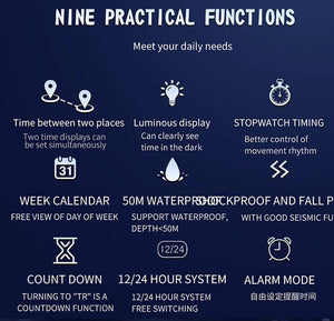 Planet Gates White and blue / No Sanda 6126 Digital LED Display Men's Watch 3ATM Water Resistant Movt Chronograph Sport Resin Strap