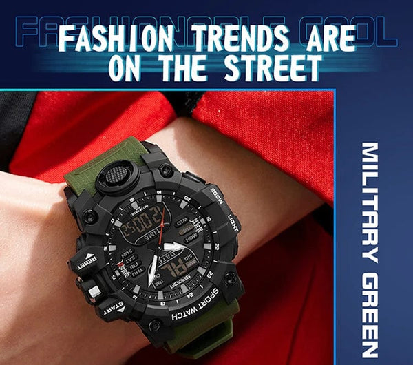 Planet Gates White and blue / No Sanda 6126 Digital LED Display Men's Watch 3ATM Water Resistant Movt Chronograph Sport Resin Strap