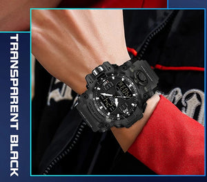 Planet Gates White and blue / No Sanda 6126 Digital LED Display Men's Watch 3ATM Water Resistant Movt Chronograph Sport Resin Strap