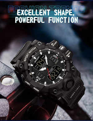 Planet Gates White and blue / No Sanda 6126 Digital LED Display Men's Watch 3ATM Water Resistant Movt Chronograph Sport Resin Strap