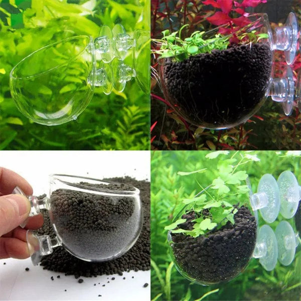 Planet Gates WHITE Aquarium Decoration Fish Tank Small Glass Pot Water Potted Planting Cylinder Cup Rearing Landscape Basin