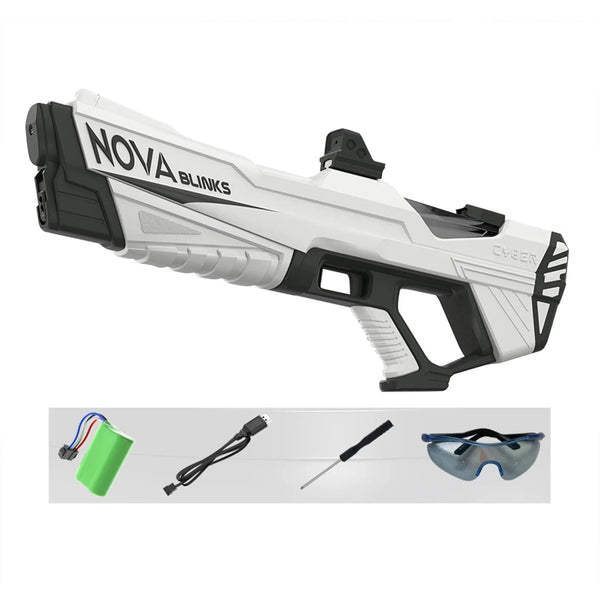 Planet Gates White Automatic Electric Water Gun Auto Suction Water Guns for Adult Kids Battery Powered Squirt Blaster Summer Pool Beach Outdoor Toy