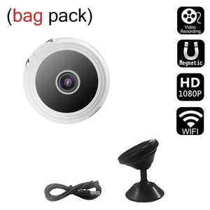 Planet Gates white bag pack / 6V Mini A9 Cameras WiFi Wireless 1080p Vehicle Camera Voice Recorder Home Camcorder Security Surveillance Electronics