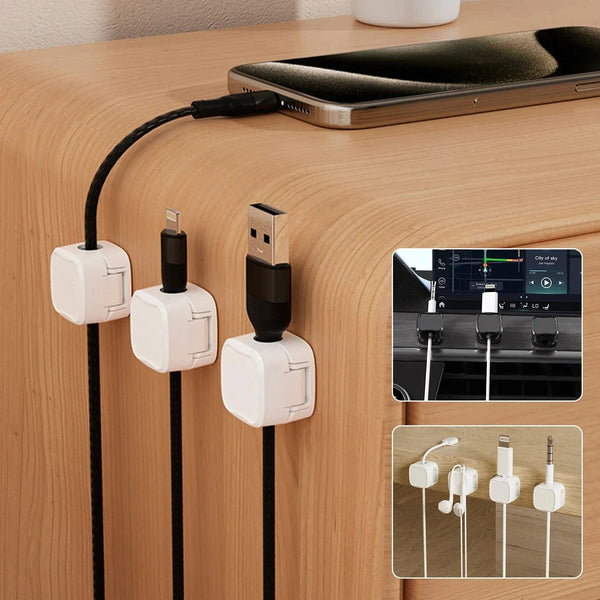 Planet Gates white black 12Pcs 24/6PCS Magnetic Mini Cable Organizer Clips Cable USB Charging Cable Clips Manager Cord Holder Winder Wall Mounted Hook In Home