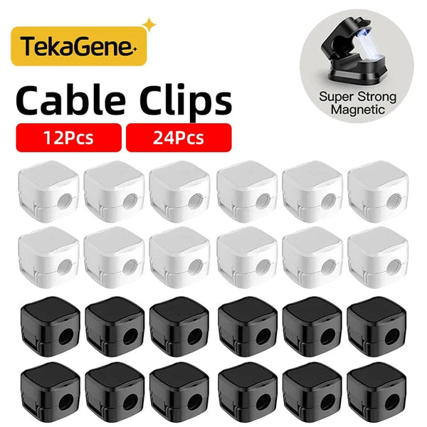 Planet Gates white black 12Pcs 24/6PCS Magnetic Mini Cable Organizer Clips Cable USB Charging Cable Clips Manager Cord Holder Winder Wall Mounted Hook In Home