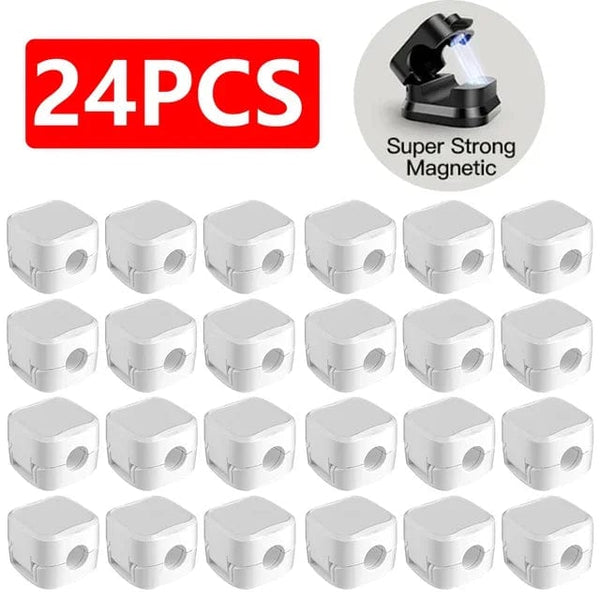 Planet Gates white black 12Pcs 24/6PCS Magnetic Mini Cable Organizer Clips Cable USB Charging Cable Clips Manager Cord Holder Winder Wall Mounted Hook In Home