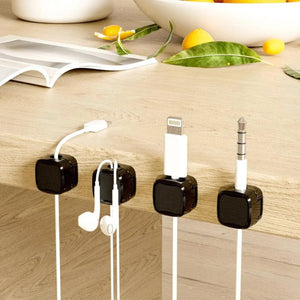 Planet Gates white black 12Pcs 24/6PCS Magnetic Mini Cable Organizer Clips Cable USB Charging Cable Clips Manager Cord Holder Winder Wall Mounted Hook In Home
