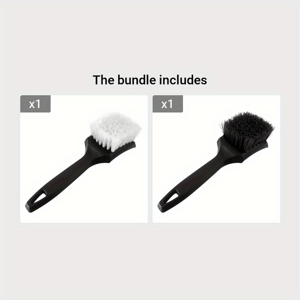 Planet Gates White+Black Car Tire Rim Brush Wheel Hub Cleaning Brushes Car Wheels Detailing Cleaning Accessories Black White Tire Car Washing Tool