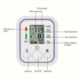 Planet Gates White Blood Pressure Monitor, Automatic Upper Arm BP Machine With Cuff - Digital BP Monitor - 99 Readings Memory Function, Large LCD, Without Battery